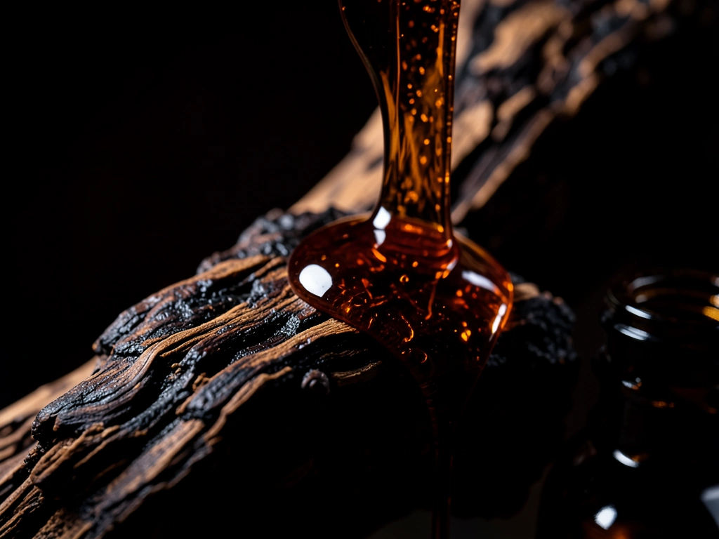 Botanical resin extraction close-up